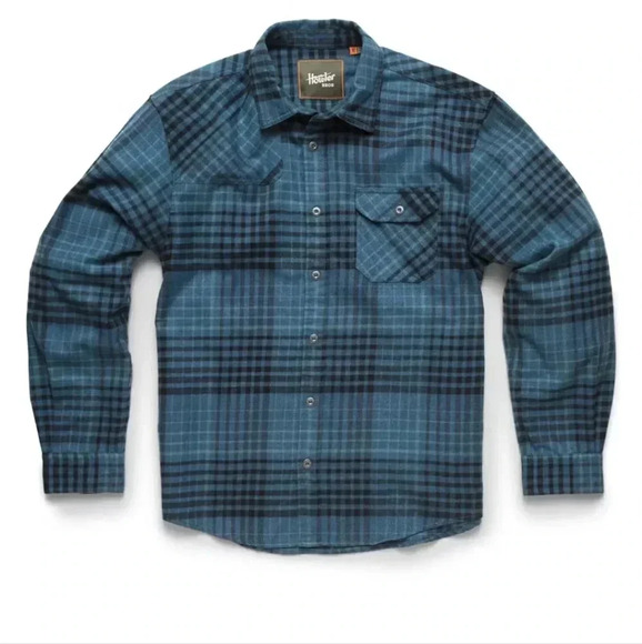Howler Brothers Harker Flannel in Seascape Blue - Picture 1 of 4